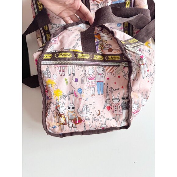 LESPORTSAC x FIFI LAPIN Pink Rabbit Print Deluxe Large Weekender Duffle Bag - Picture 4 of 10